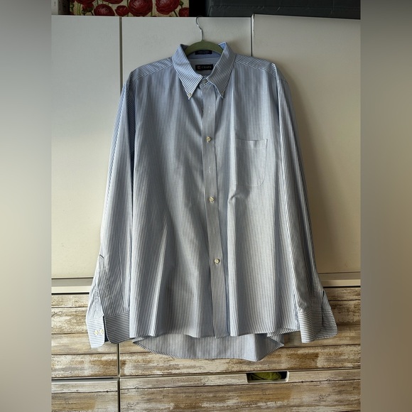 Chaps Other - 👔 Chaps Men’s 17-17½ 36/37 Blue White Stripe Classic Fit Oxford Shirt